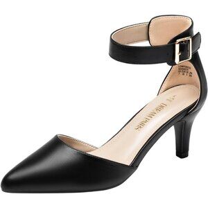 Dream Pairs Women's Black Pu Faux Suede pointed Toe Kitten Heels Pumps Shoes